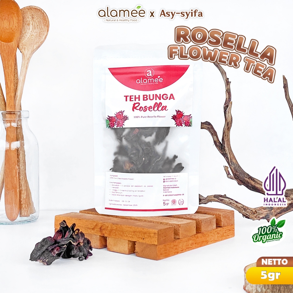 

ALAMEE Teh Bunga Rosella Tea Siap Saji Seduh Sehat Organic Organik Herbal Alami Teh Seduh 5gr