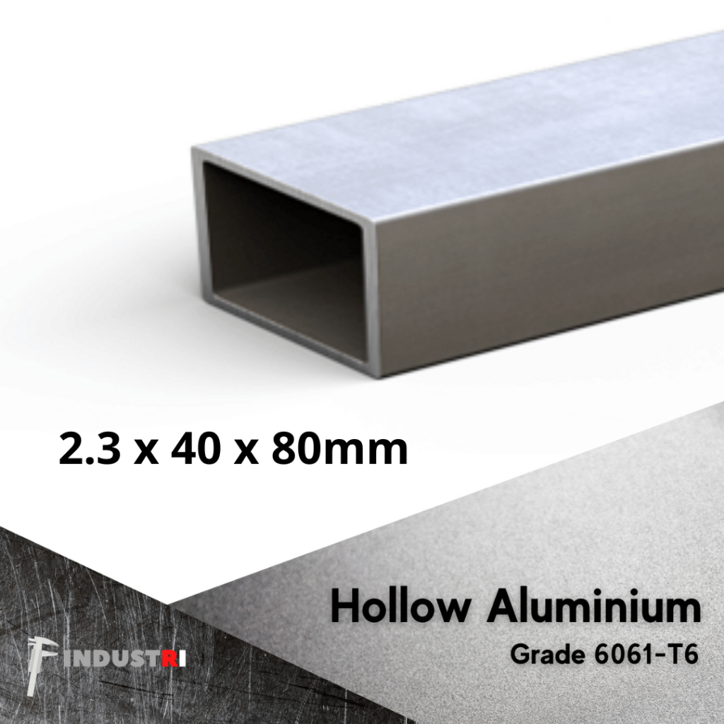 Hollow Alumunium 40 mm x 80 mm tebal 2.3 mm | Hollow Aluminium dural 6061 | Pipa Holo Kotak