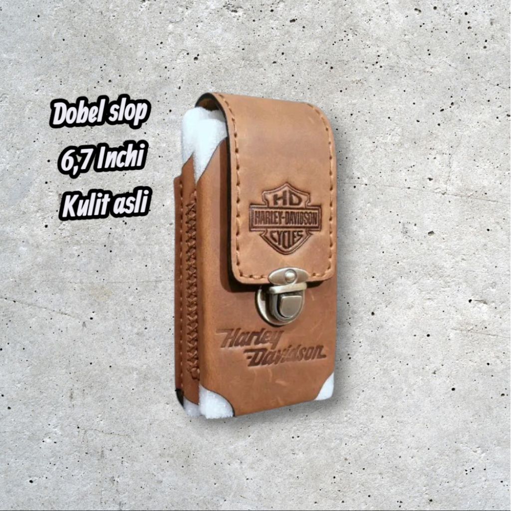 Dompet hp pinggang kulit 2 slot 6,7 inchi