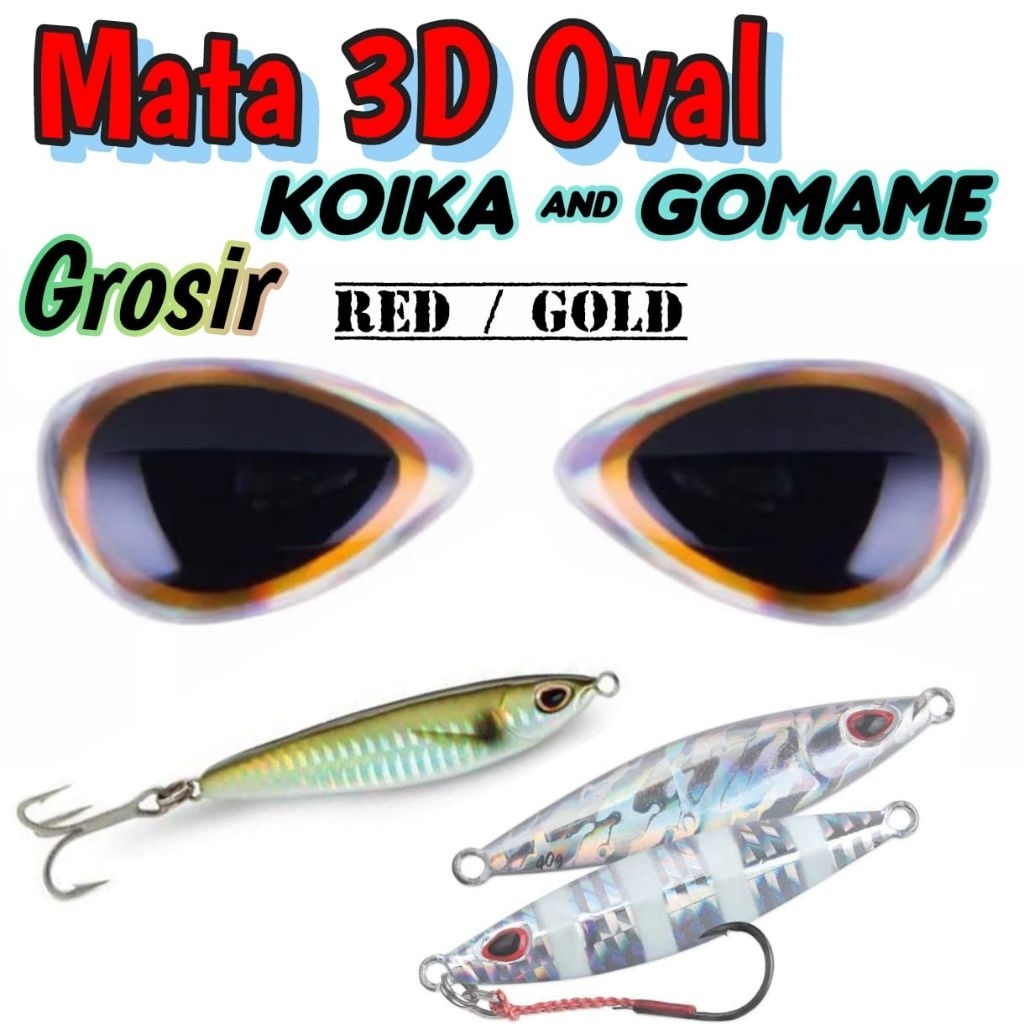 Grosir 500pc Sticker Mata Ikan Oval Koika Gomame 3D Mata Metal Jig Lure Minnow Assist Hook