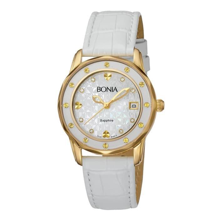 Jam Tangan Wanita Bonia Elegance White Dial Leather Strap Analog B10017-2259S Original