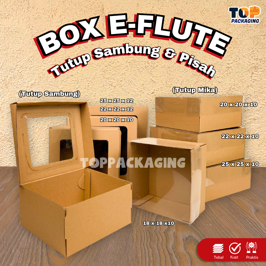 

Box E-Flute Tutup Sambung Pisah Mika Kardus Packaging Kue Tart Hampers 18 20 22 25 26 28 30 cm