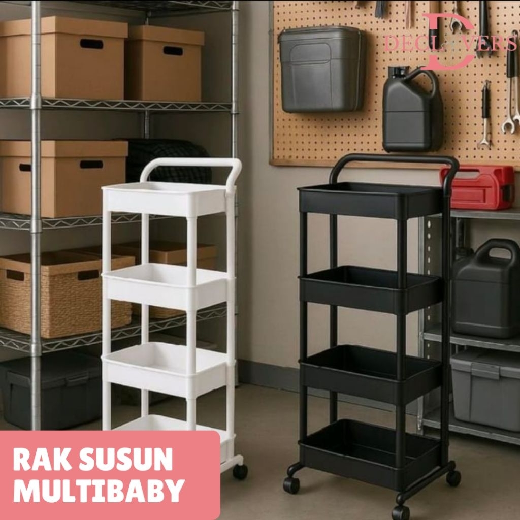 Rak Troli Multibaby Rak Roda Serbaguna Pegangan  | Rak Susun Serbaguna | Rak Perlengkapan Bayi