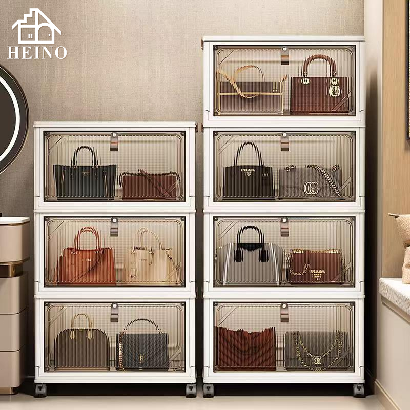 38CM Lemari Tas/Lemari Sepatu Lipat Anti Debu/Lemari Flip Dapur Kecil/Rak Plastik Multifungsi