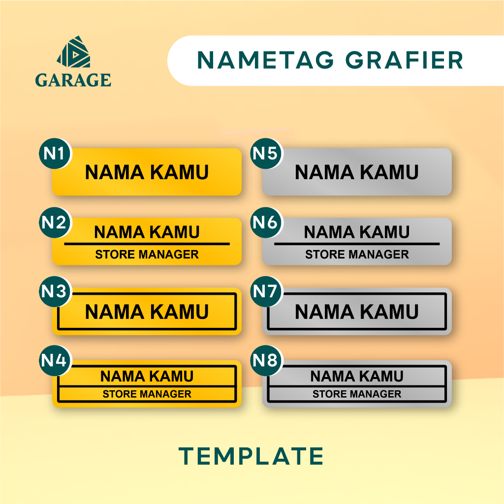 

Name Tag Grafier Gold / Silver / Nama Dada Grafier Custom Nama / Free Template - GARAGE