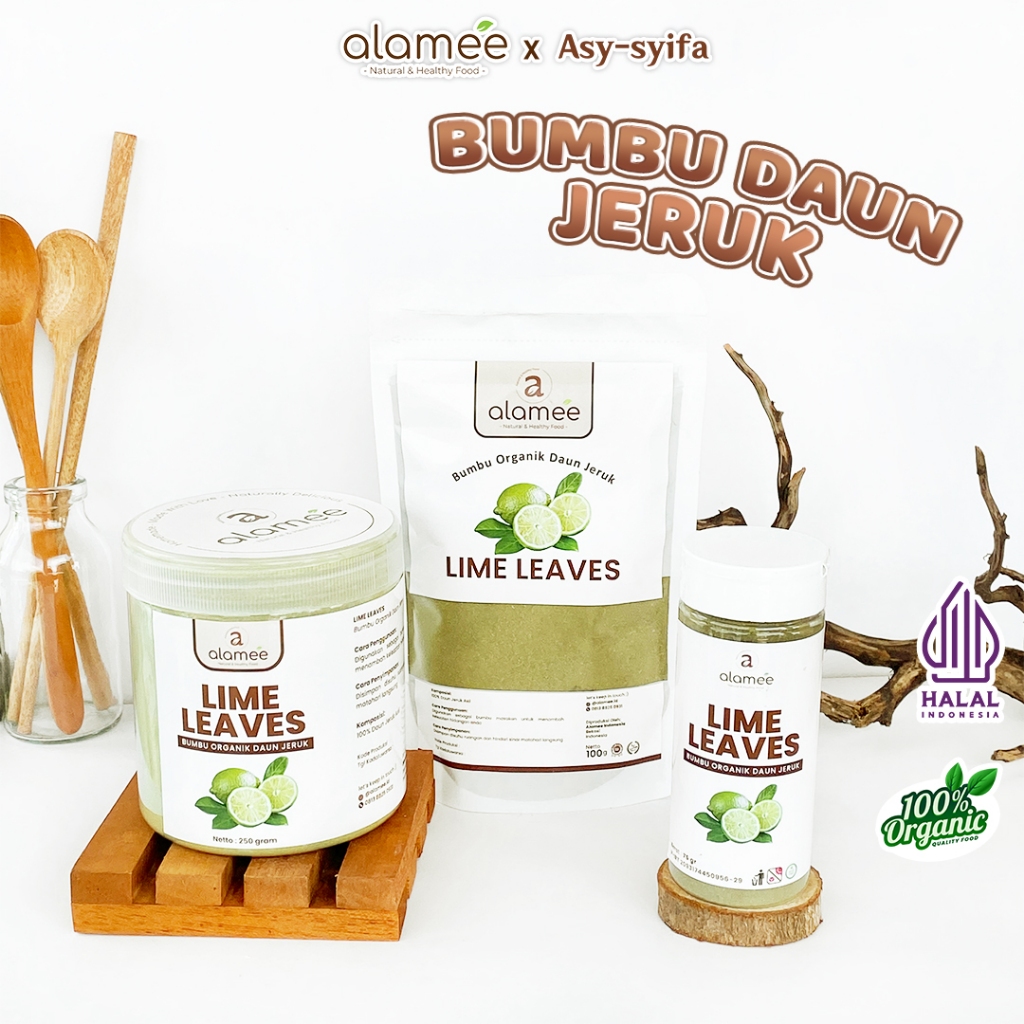 

Daun Jeruk Bubuk Lime Powder Bumbu Dapur Organik Rempah Rimpang Asli Murni Tanpa Campuran Alami 50gr