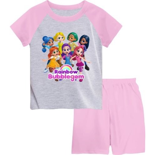 SHOP_KAOSmurahJKT// BAJU SETELAN/ SETELAN KIMONO ANAK CEW/COW/GAMBAR RAINBOW BUBBLE GEM/BAHAN TC SOF