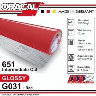 Sticker ORACAL 651 - G031 Red Gloss Cutting Stiker [ROLL]