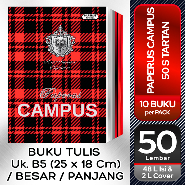 

BUKU TULIS Uk. B5 (25 x 18 CM) / BESAR / PANJANG 50 LEMBAR MEREK CAMPUS PAPERUS / BUKU TULIS MURAH BERKUALITAS