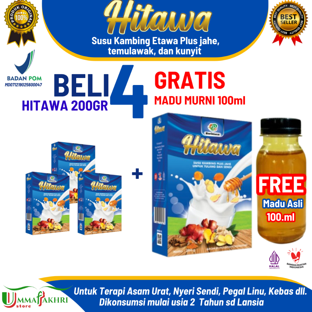 

[Paket 4 box] Hitawa Susu Kambing Etawa plus Jahe dan Herbal Free 1 Hadiah