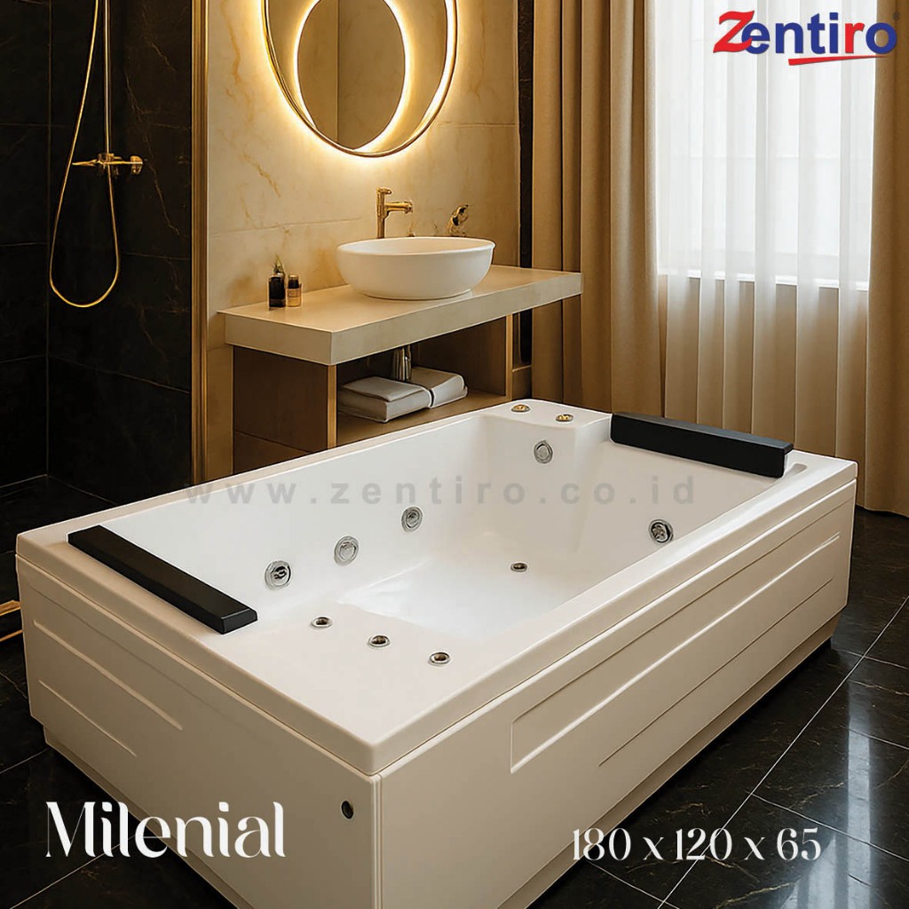 ZENTIRO Bathtub Jacuzzi Standing MILENIAL | Bathtub Whirlpool Marble 180