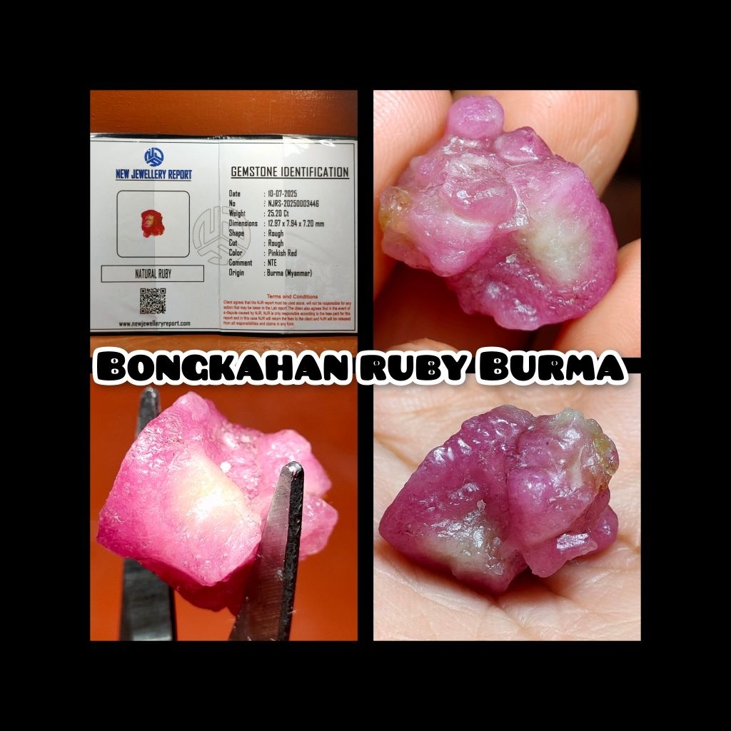 ori 100% rough permata Ruby Star Burma belang koi
