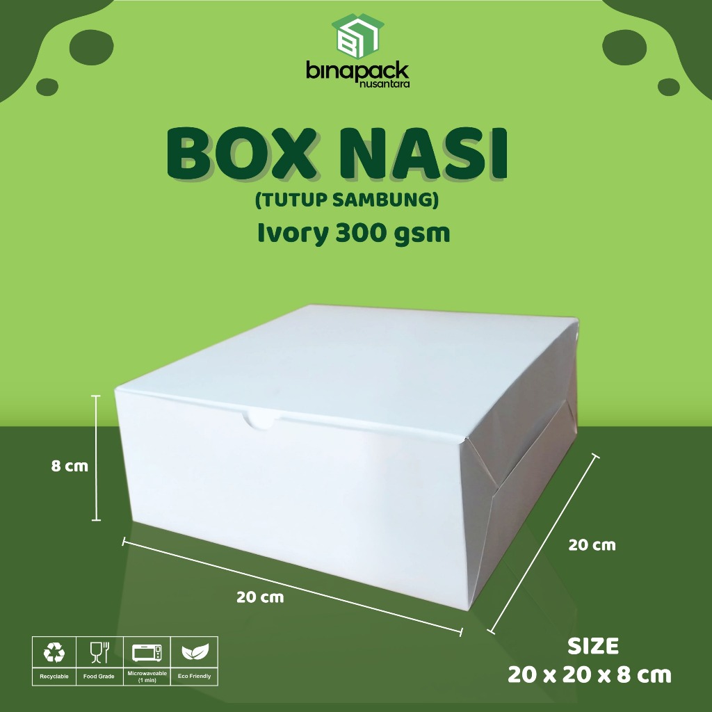 (50pcs) Box Nasi ( Tutup Sambung) / Kotak Nasi / Dus Nasi Kotak