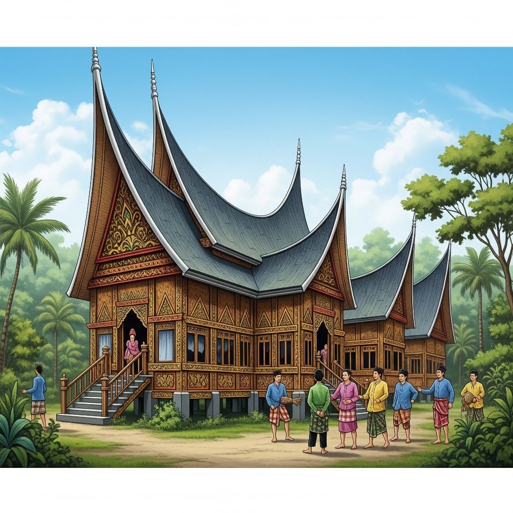Gambar rumah adat minang kabau