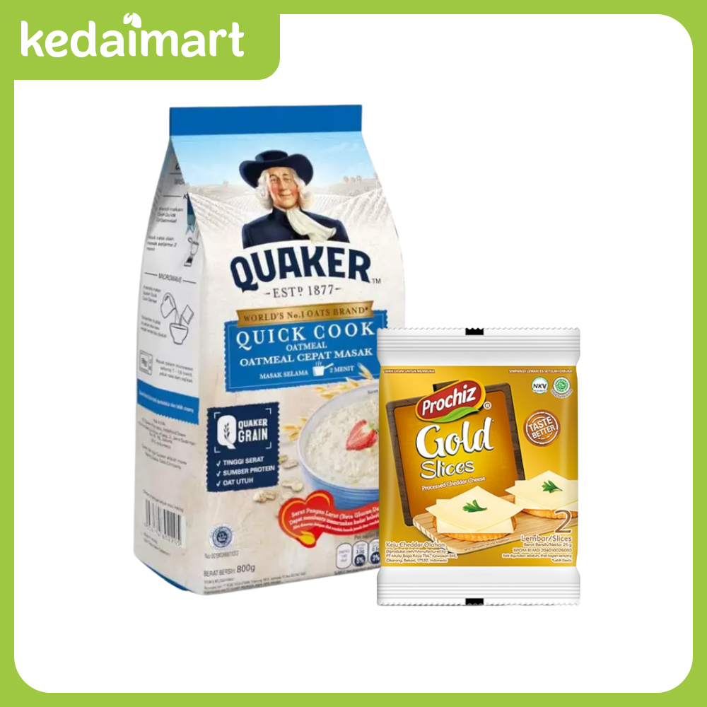 

(Bundle Hemat) Quaker Oat Quick Cook Pouch 800 Gram + Prochiz Keju Gold Slice 2s