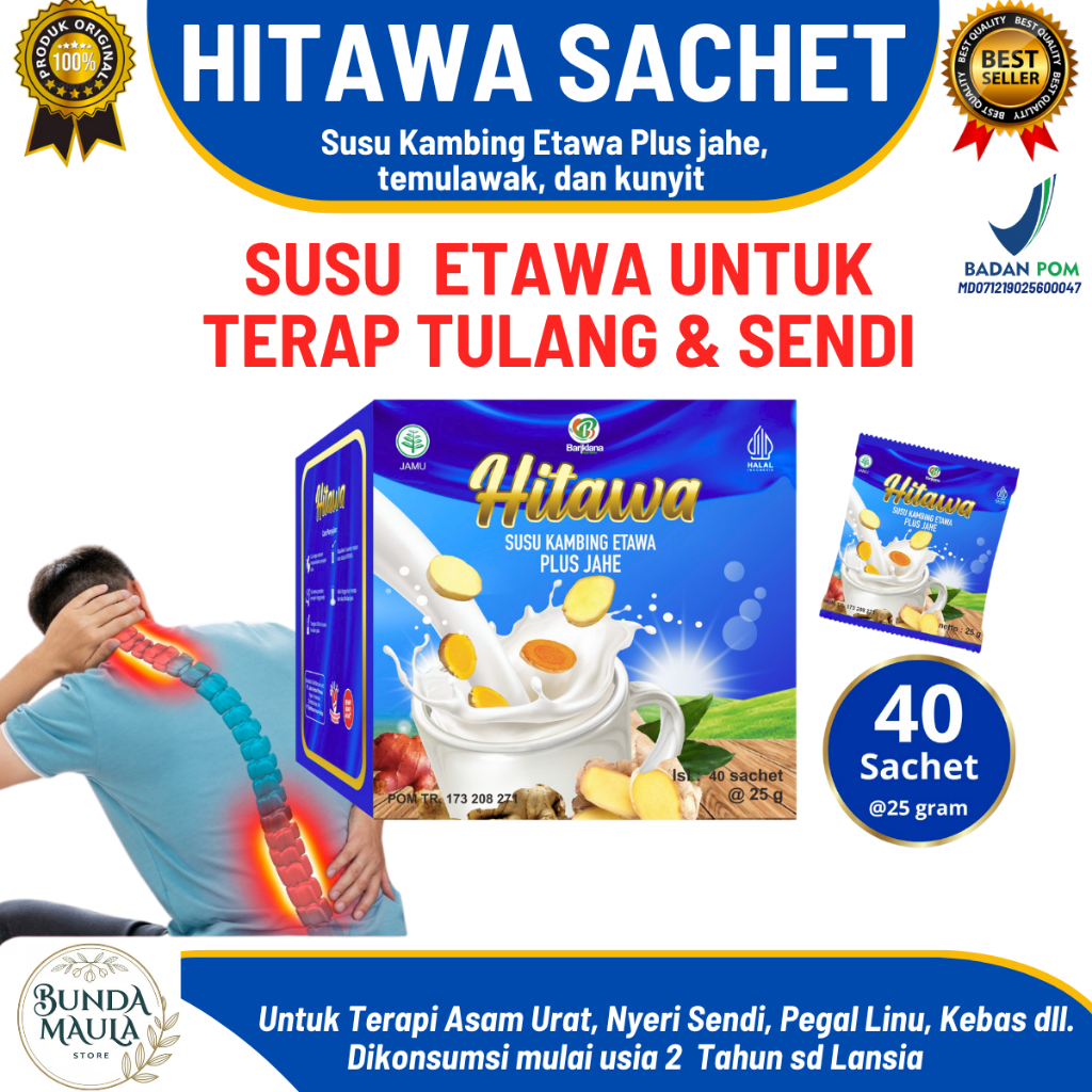 

HITAWA SACHET / Netto 1KG isi 40 Pcs / Susu Etawa Plus Herbal Jahe Kunyit Temulawak