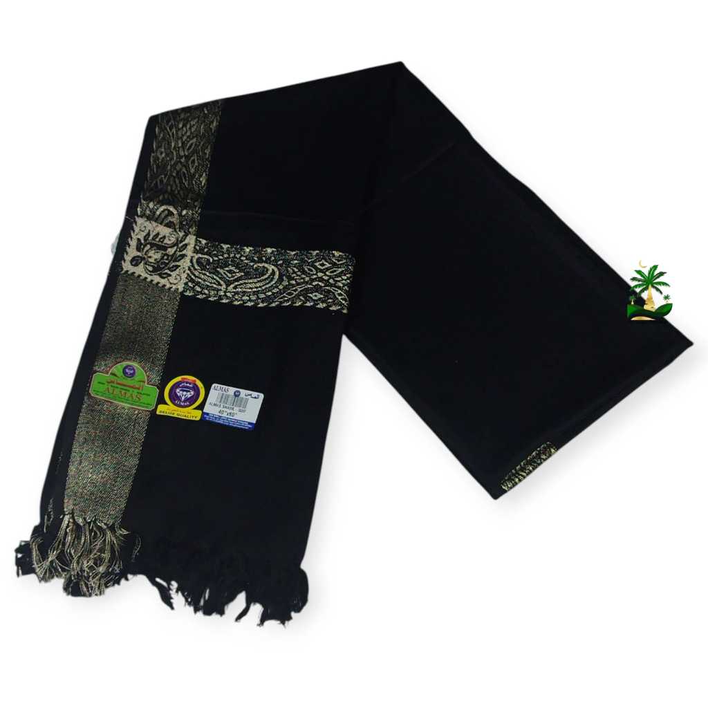 SORBAN TRISTAR ALMAS KASHMIRI BLACK GOLD | SHAWL ALMAS HITAM 308F