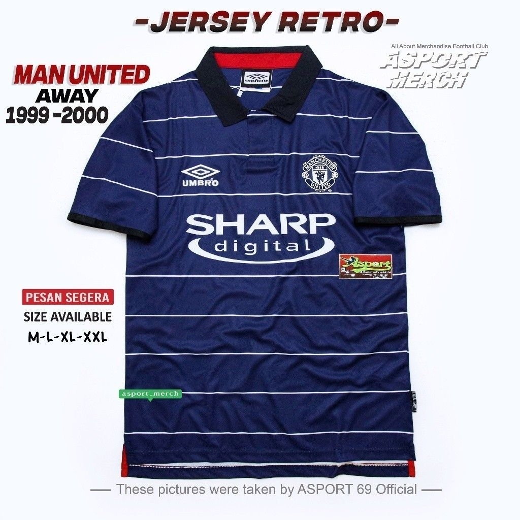 JERSEY BOLA RETRO MU MAN UNITED AWAY 1999 2000 JERSI BOLA RETRO MU AWAY 99 00 GRADE IMPORT