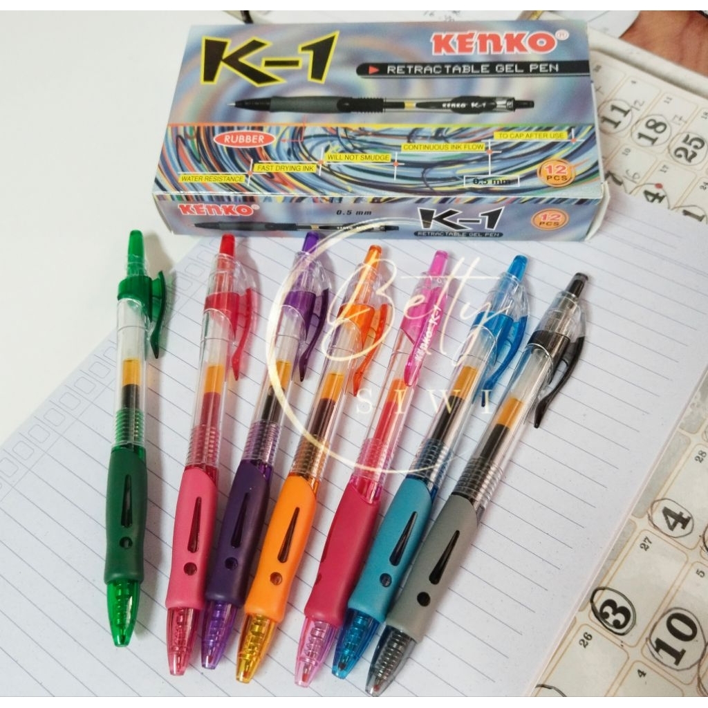 

[1PCS] Pulpen KENKO K-1 Retractable / Tic-Tac Gel Pen 0.5mm Warna Warni