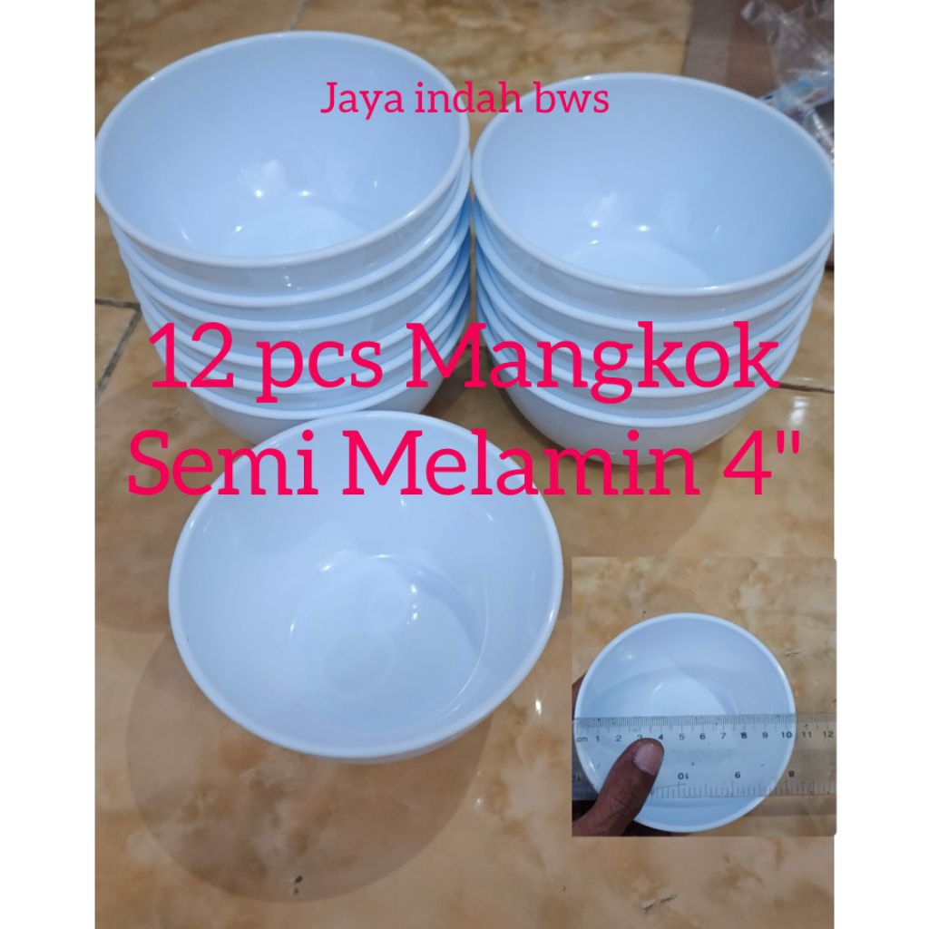 Mangkok 4" (12 pcs) putih Rainbow 1 lusin mangkok semi melamin es buah hajatan Rainbow semimelamin 4