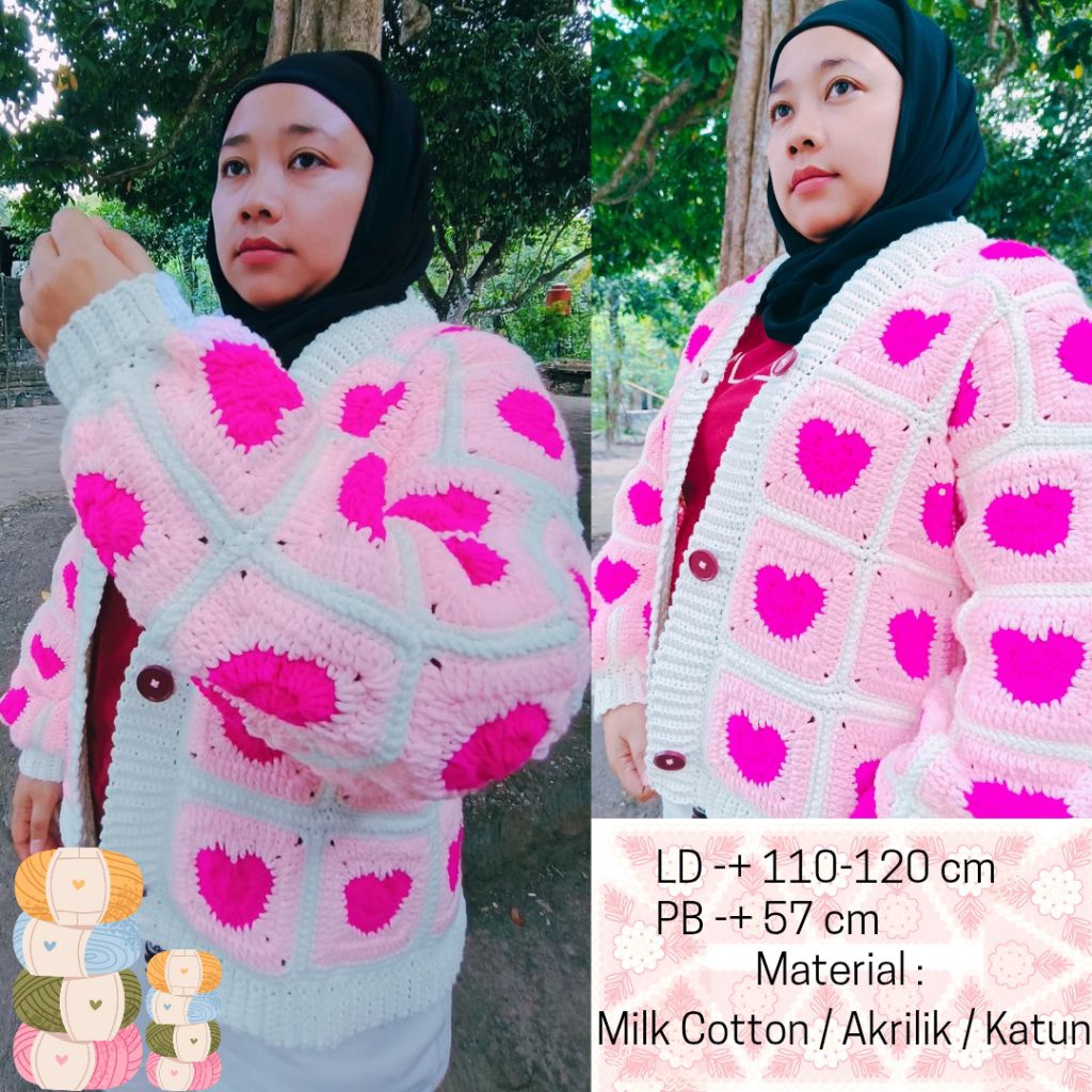 Love Cardigan Crochet Handmade | Love Granny Square