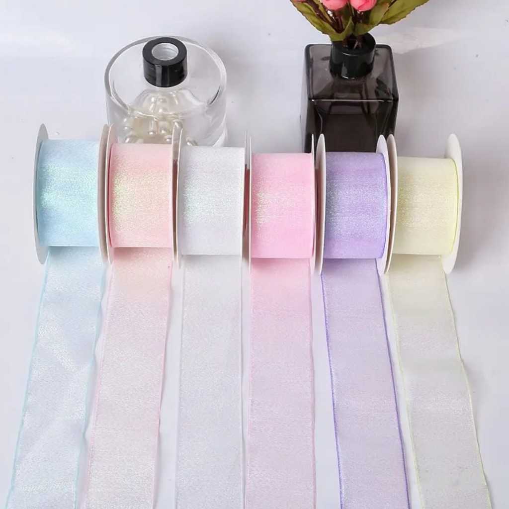 

PT007 | JEEA | Cake Ribbon | Pita 8.5 meter | Pita kue | Pita organza roll gulung bunga buket | Pita hologram | Pita kado metalik glossy shimmer mengkilat