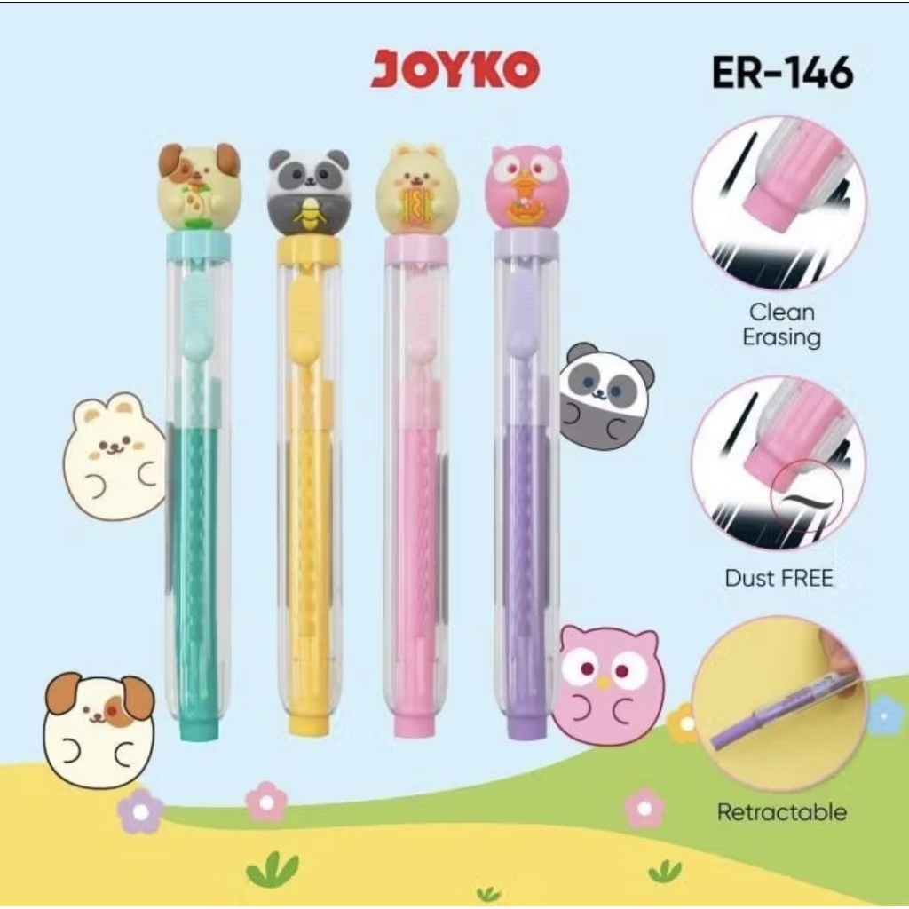 

Joyko Sliding Eraser Mechanical Animal / Penghapus Mekanik Joyko Ujian Panjang Anak Motif Hewan ER-146 Unik Lucu