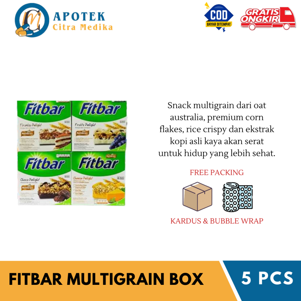 

Fitbar Multigrain - Bar Sereal Rendah Kalori Tinggi Serat/Snack Diet