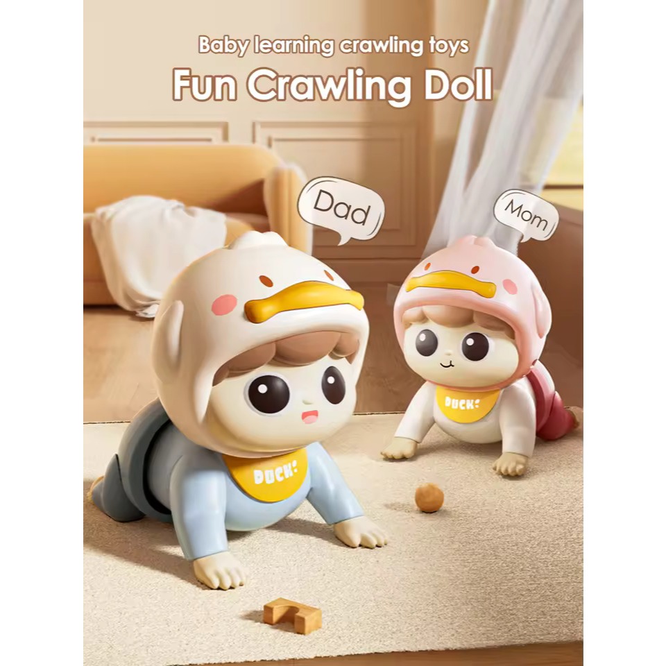 Cod Promo Mainan Bayi Boneka Robot Belajar Merangkak Crawdoll Crawling Baby Bisa Bicara Ada Musik