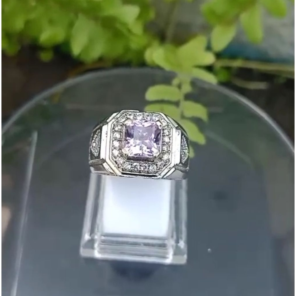 cincin pria batu kecubung ungu muda Kalimantan