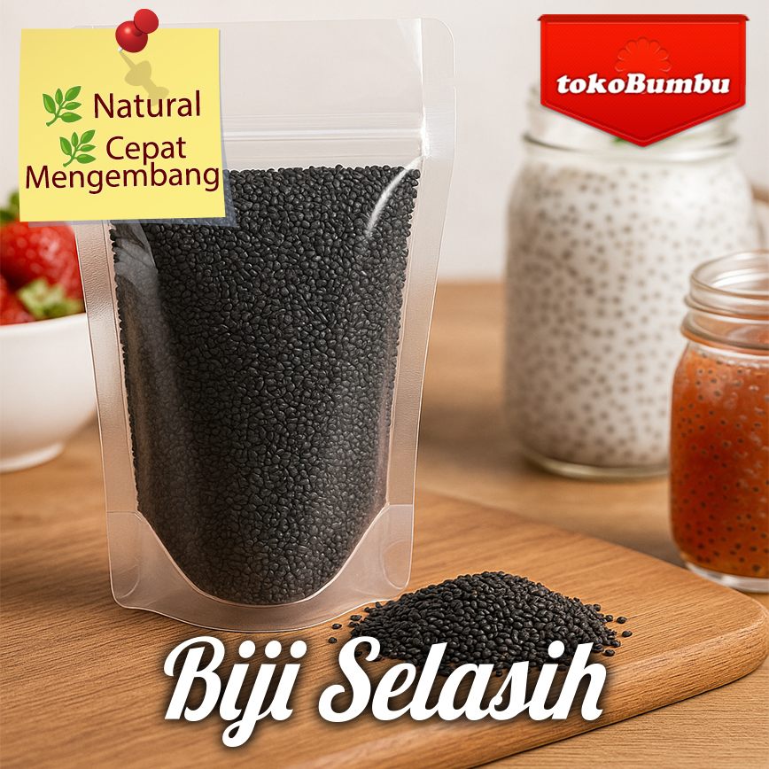 

Biji Selasih / Telasih bersih dan bagus kemasan repack 75gr atau 150gr