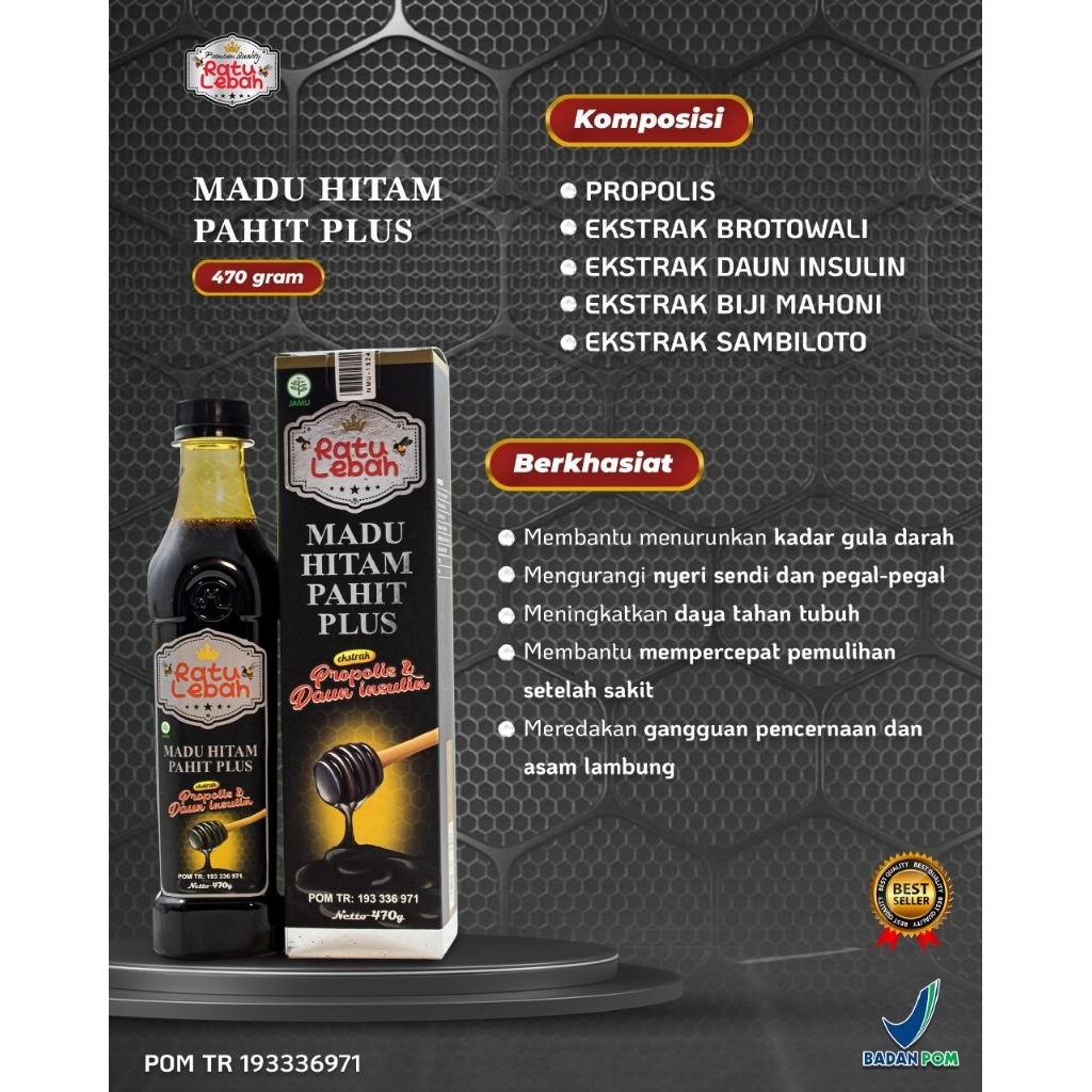 

madu hitam pahit propolis 470gram