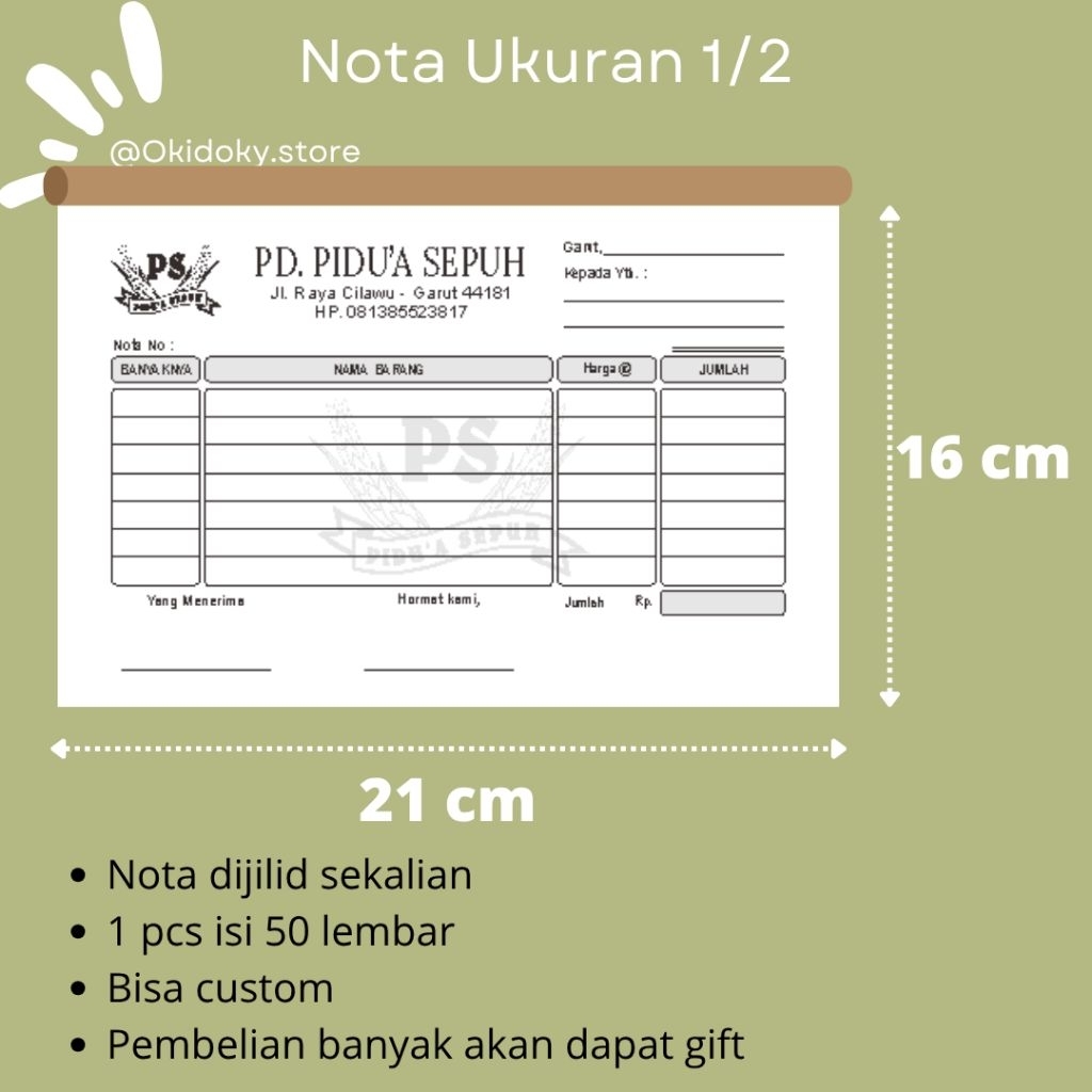 

NOTA CUSTOM 1/2 F NOTA PENJUALAN CUSTOM