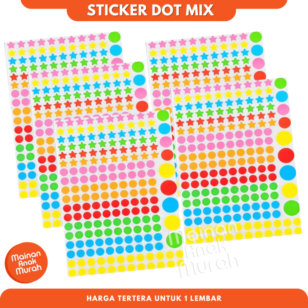 

Stiker Dot To Dot Sticker Bulat Bintang Warna Warni Per Lembar / Label Sticker Star Circle Colorful Mainan Edukasi Anak Aktivitas Montessori