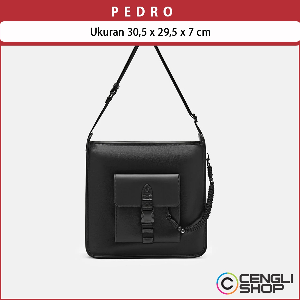TAS SELEMPANG PRIA PEDRO ORIGINAL MESSENGER SLING BAG BRANDED HITAM PM043