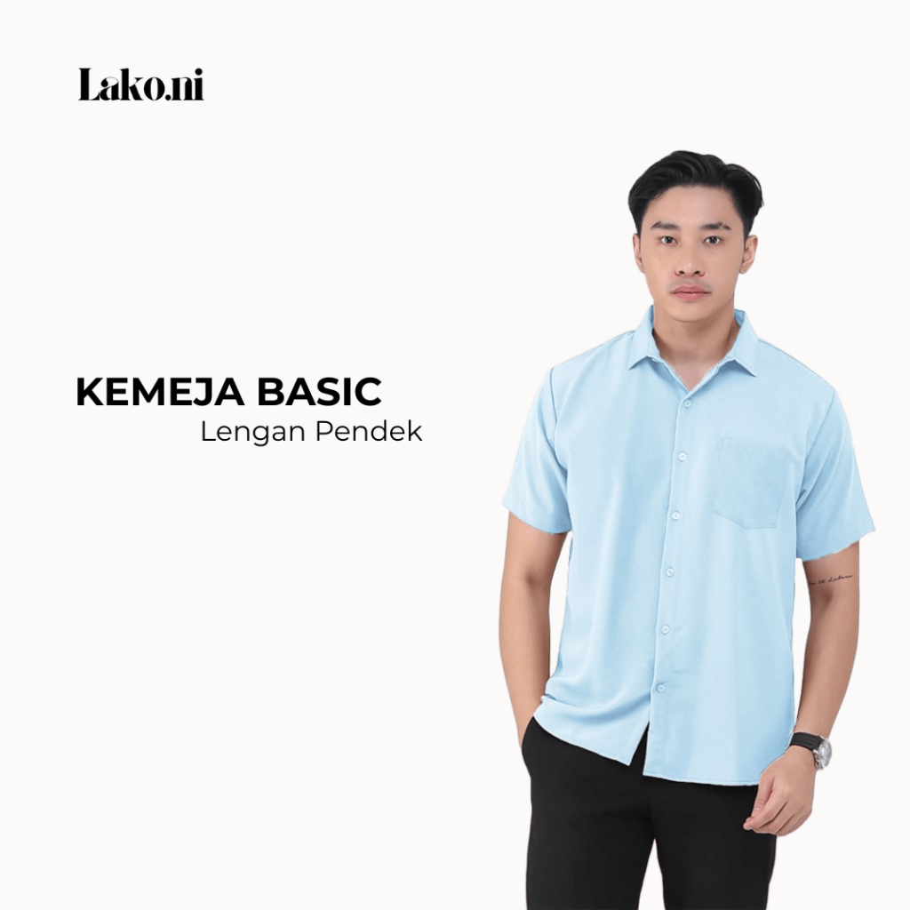 Kemeja Basic Pria Atasan Kemeja Pria Lengan Pendek