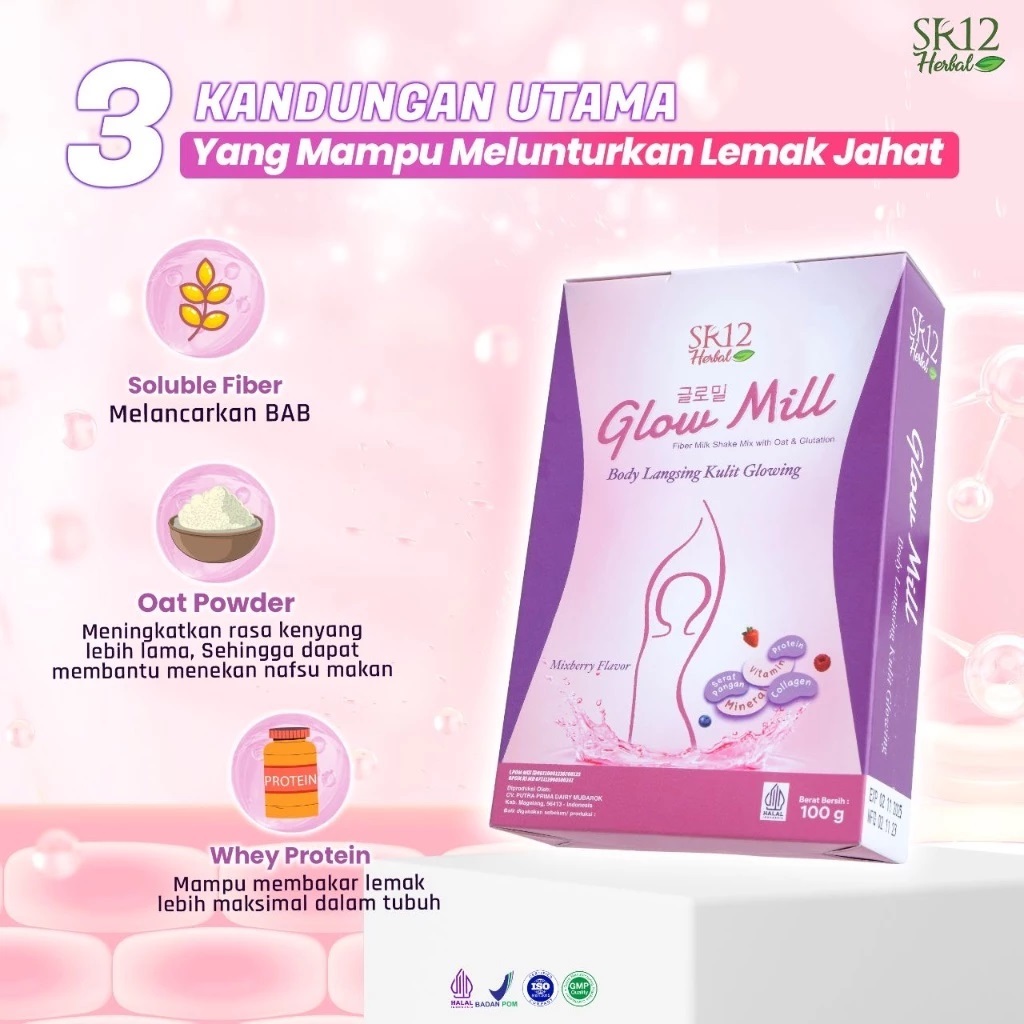 

Glowmill SR12 Mixberry Milkshake for Weight Loss and Skin Brightening Supplement/GLOW MILL SR12