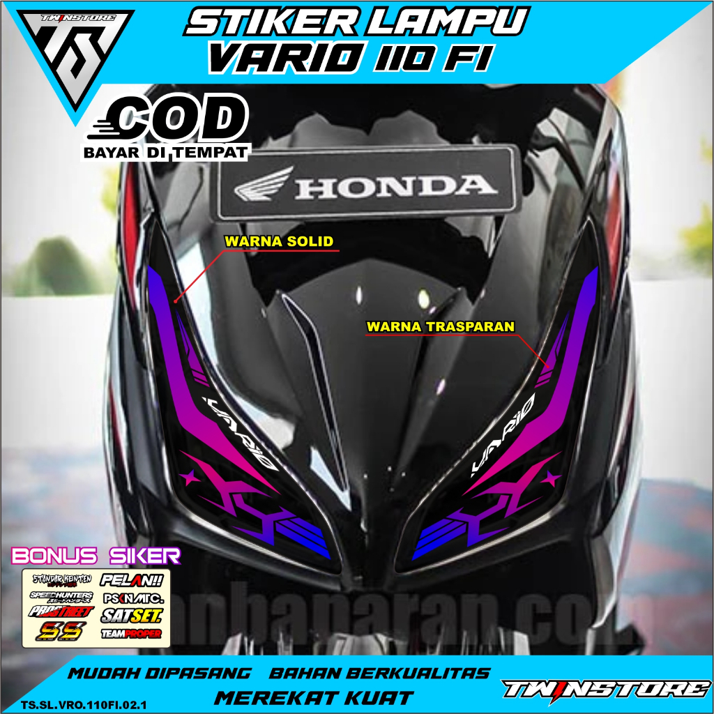 COD STIKER VARIASI LAMPU ALIS MOTOR VARIO 110 FI TRANSPARAN UV VARIO 110 FI / Sticker Lampu Vario 11