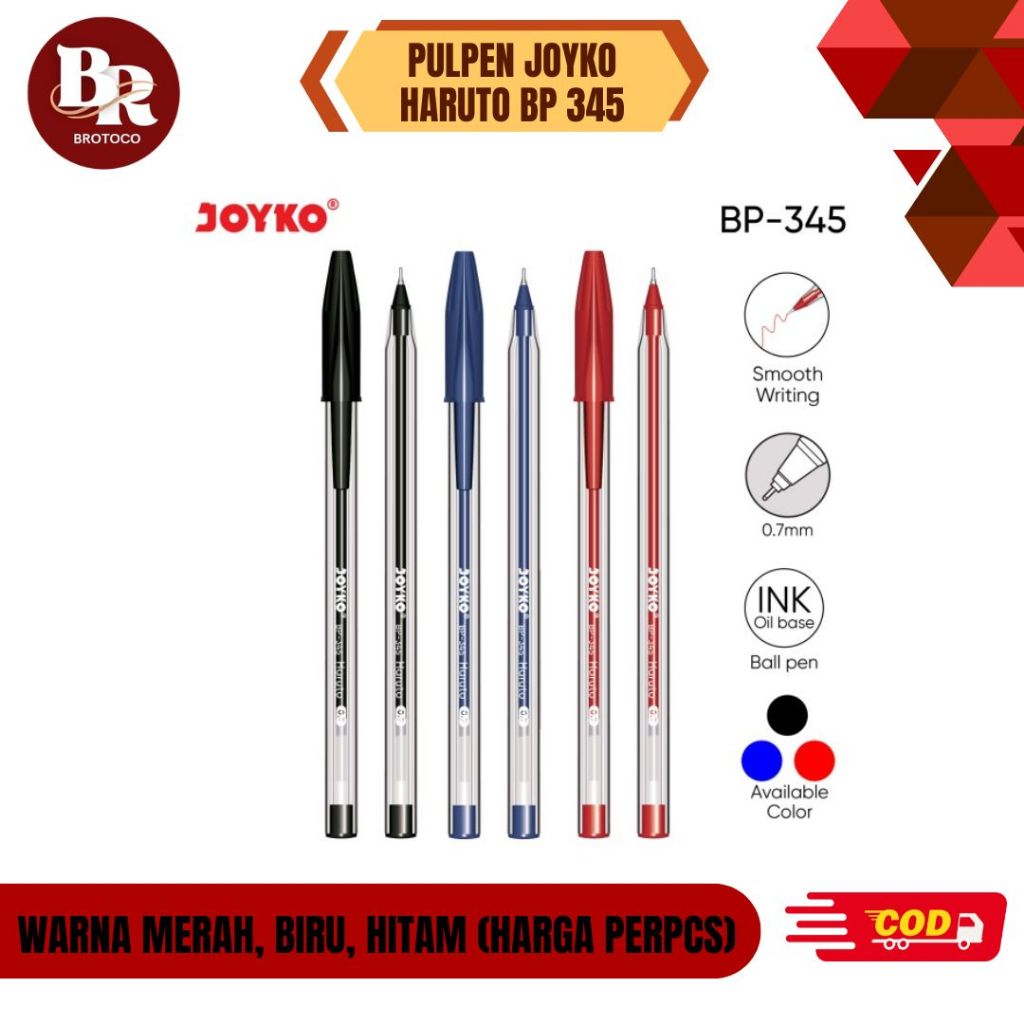 

[BROTOCO] Pulpen Joyko Haruto BP 345 - 0.7 mm, 3 Warna