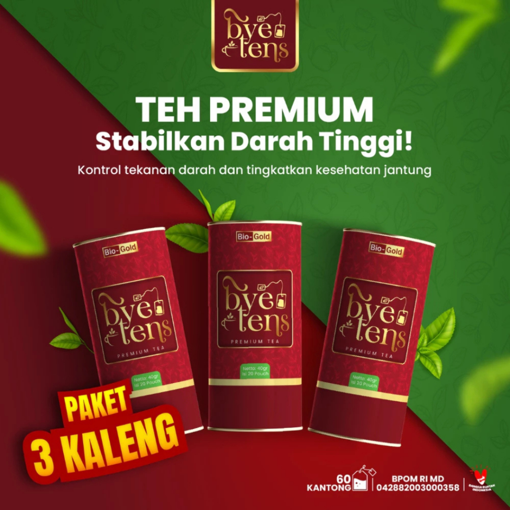

3 KALENG Bye Tens - Teh Celup Hipertensi Kolesterol Darah Tinggi Premium Tea 60 teabag BPOM