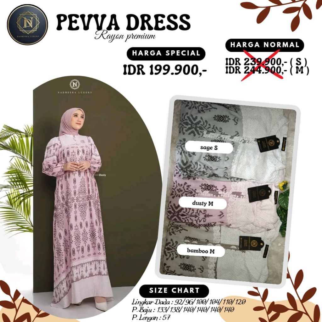 PEVVA DRESS NADHEERA LUXURY || PROMO GAMIS NADHEERA || NADHEERA PROMO