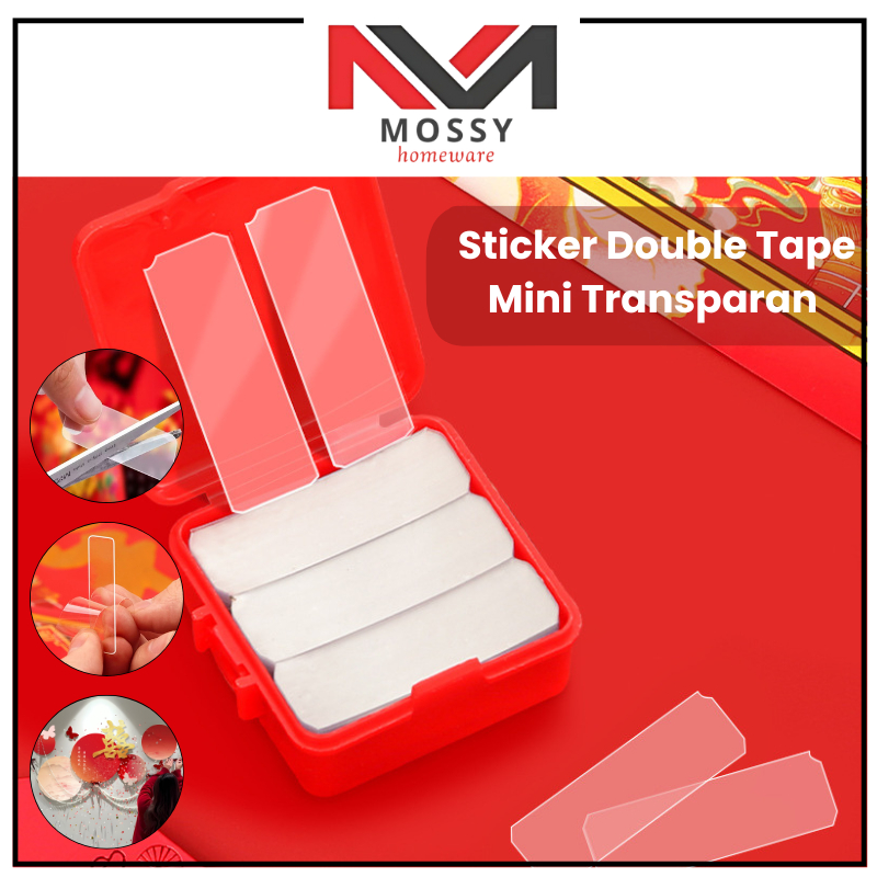 

MOSSY Perekat Sticker Double Tape Mini Transapran isi 60 pcs per Box / Nano Tape Bening Anti Air Serbaguna