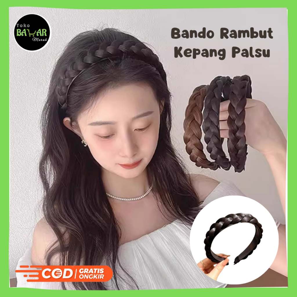 BZ Bando Rambut Kepang Palsu / Bandana Rambut Kepang / Bando Kepang Sintetis / Bandana Rambut Wanita