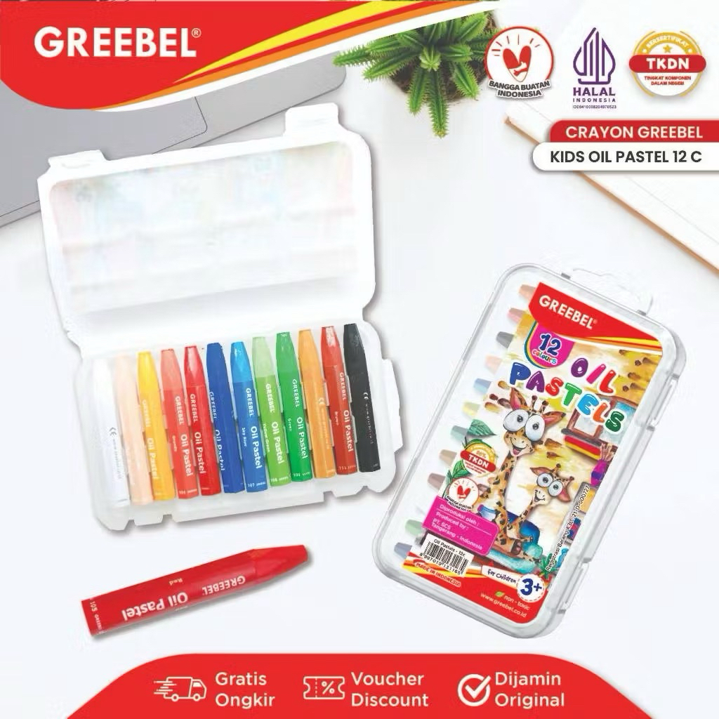 

GREEBEL Crayon 12 Warna / Crayon Oil Pastel Greebel 12 Warna / Crayon anak