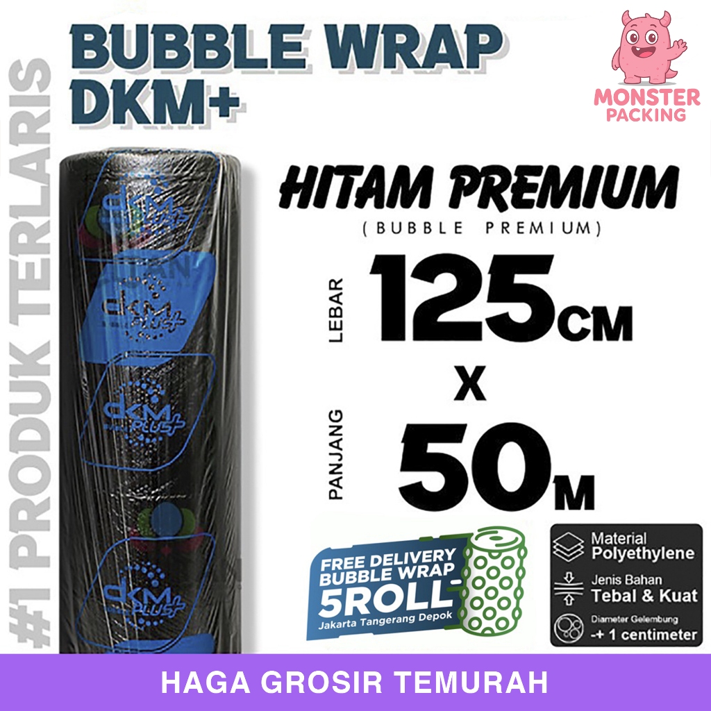 

Plastik Bubble Wrap 125cm x 50m HITAM PREMIUM DKM PLUS Bubblewrap TERMURAH / ROLL