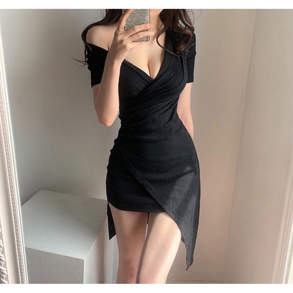 code 1070 dress wanita bodycon bahan kaos Stretch import