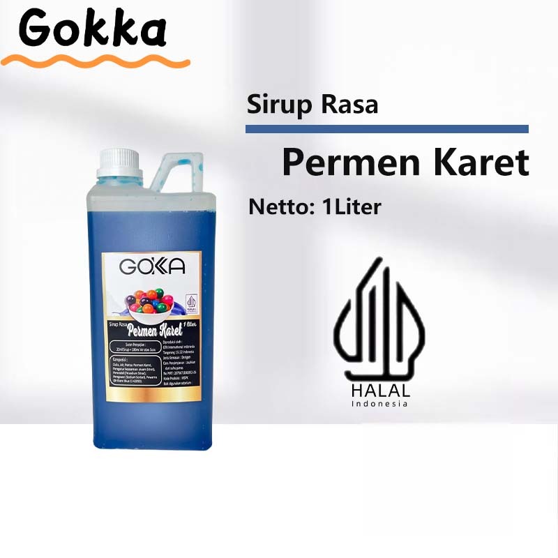 Gokka Permen Karet Sirup Minuman 1L - Permen Karet Flavor Syrup / Sirup Permen Karet