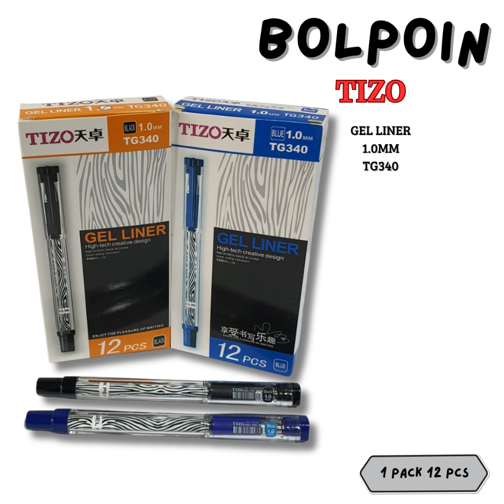 

(PACK) BOLPOIN TIZO GEL LINER 1.0MM BLACK/BLUE