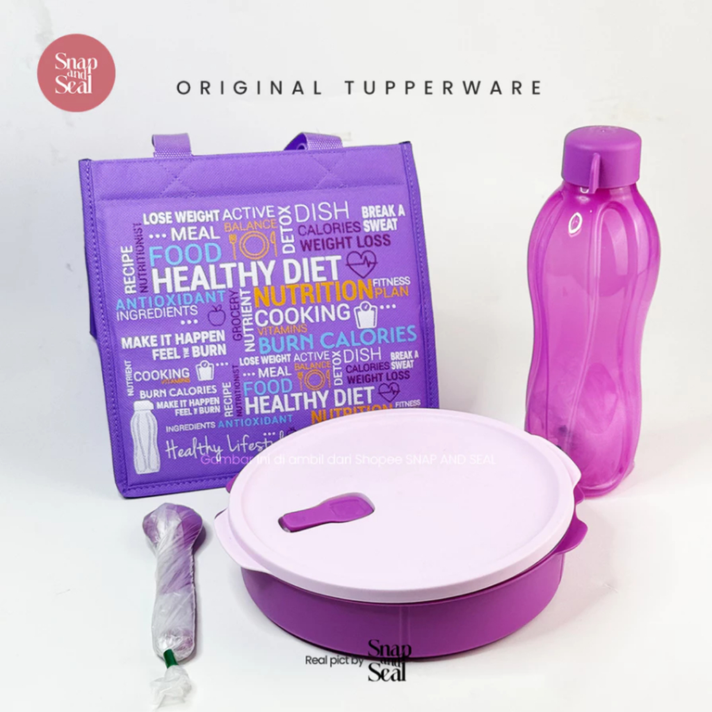 Tupperware FIT TO GO LIFESTYLE WITH GIFT – PURPLE bekal makan anak