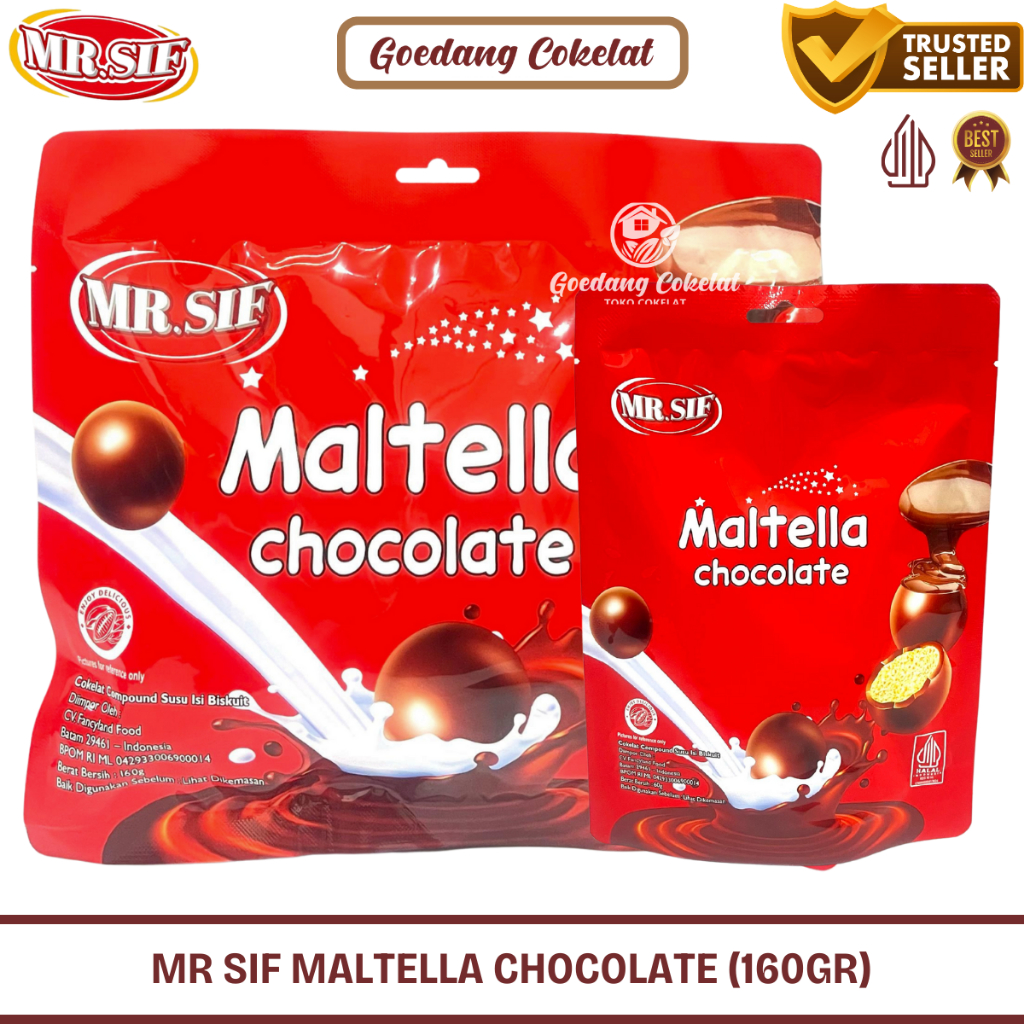 

MR.SIF Maltella Chocolate Coklat Compound Susu Isi Biskuit Milk Chocolate 160g / 60g